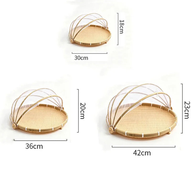 Bamboo Picnic Basket with Mesh Cover