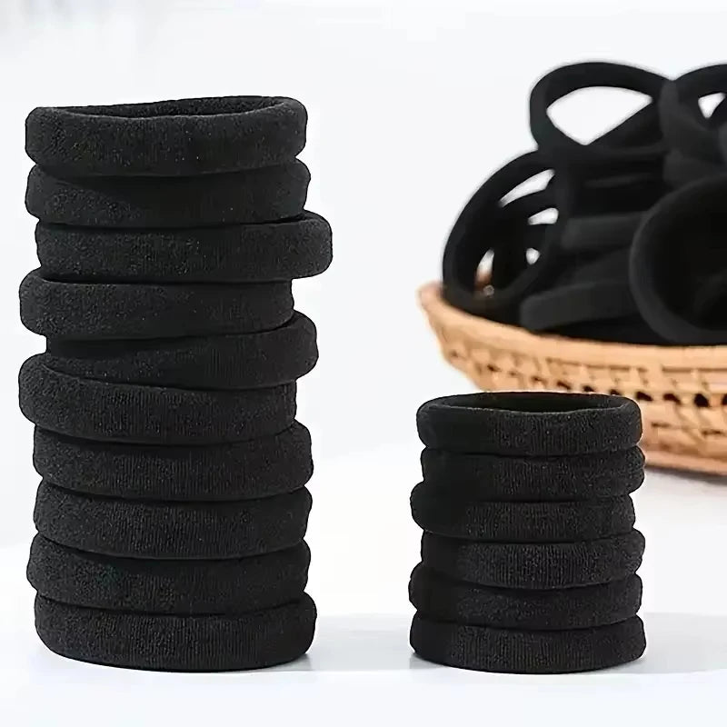 Everyday Black Elastic Hair Ties