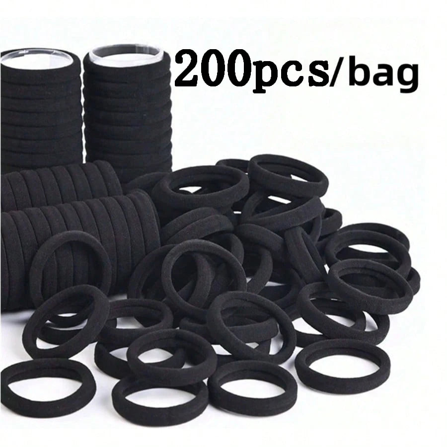Everyday Black Elastic Hair Ties