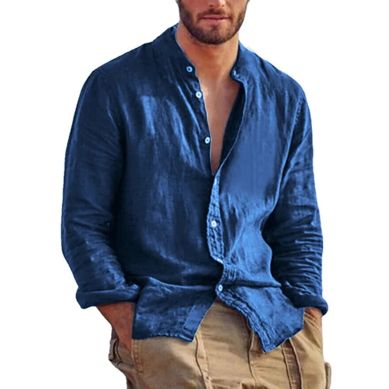 Stand-Collar Long-Sleeve Shirt