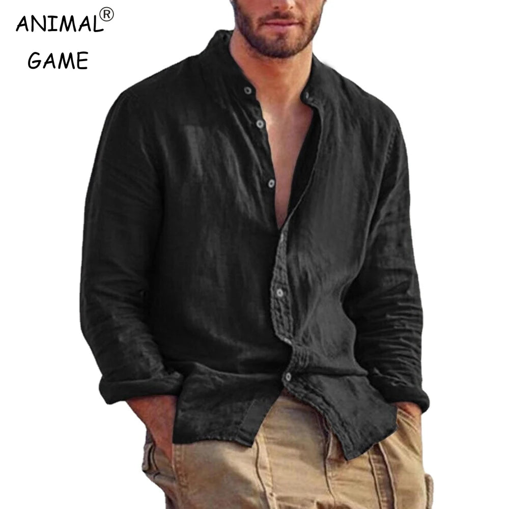 Stand-Collar Long-Sleeve Shirt