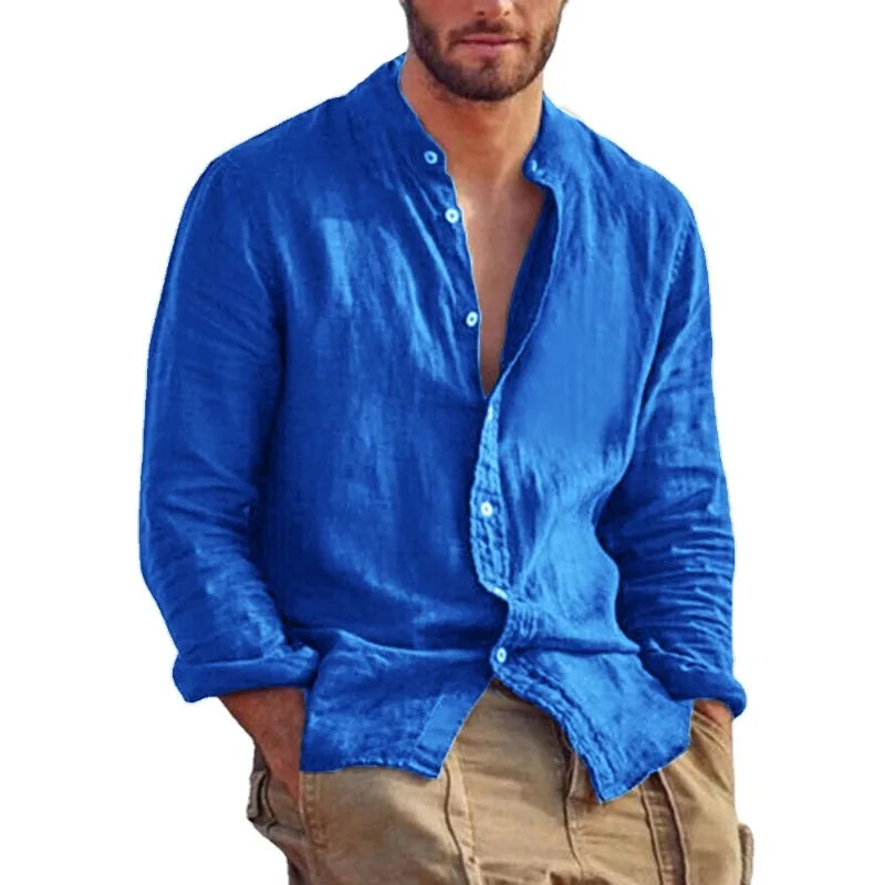 Stand-Collar Long-Sleeve Shirt