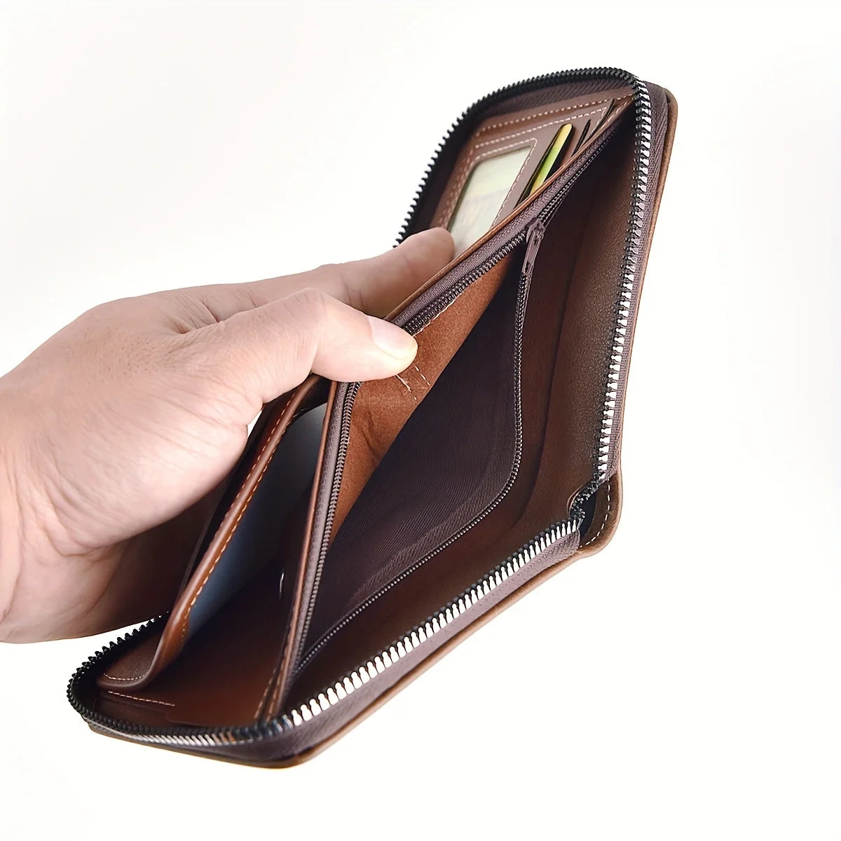 Zip-Around Faux Leather Wallet