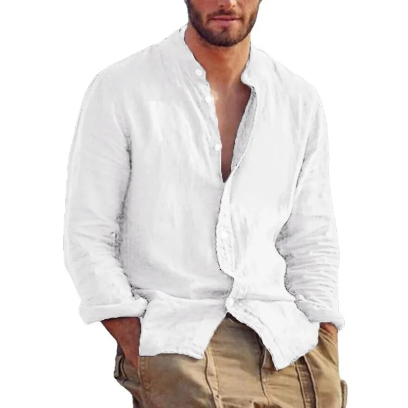 Stand-Collar Long-Sleeve Shirt