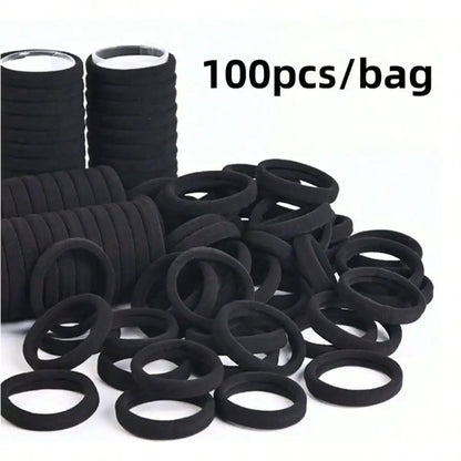 Everyday Black Elastic Hair Ties