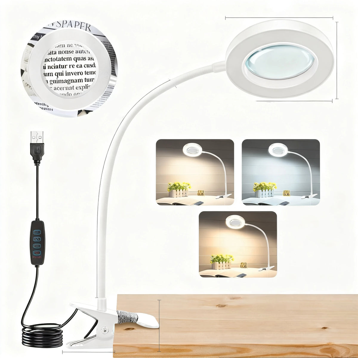 FocusGlow USB Magnifying Desk Lamp