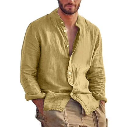 Stand-Collar Long-Sleeve Shirt