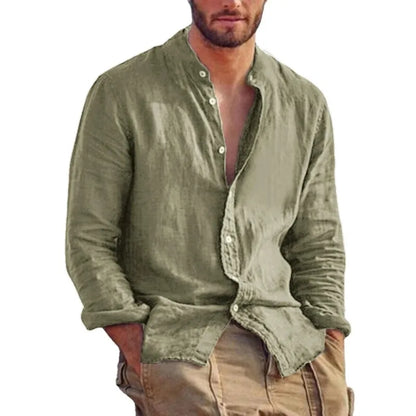 Stand-Collar Long-Sleeve Shirt