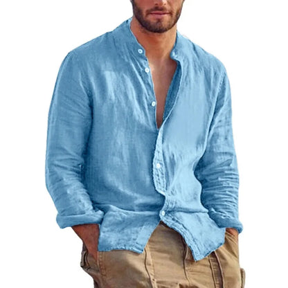 Stand-Collar Long-Sleeve Shirt