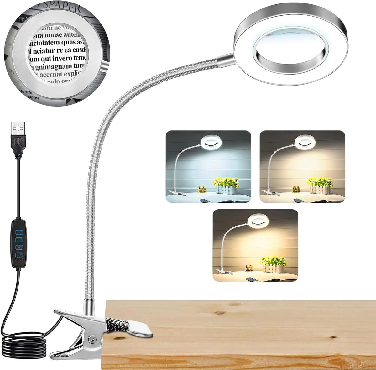 FocusGlow USB Magnifying Desk Lamp