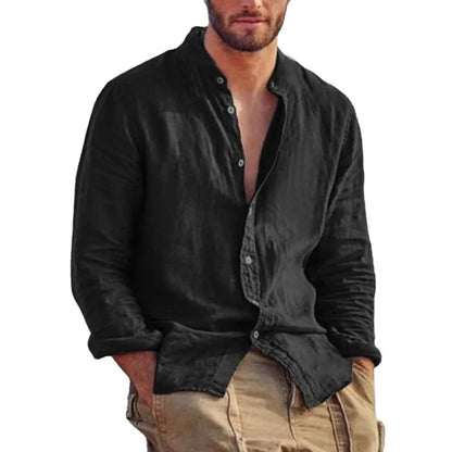 Stand-Collar Long-Sleeve Shirt