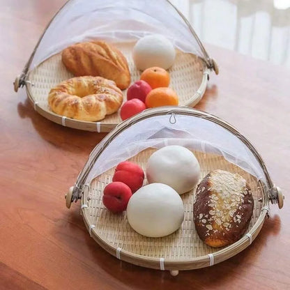 Bamboo Picnic Basket with Mesh Cover