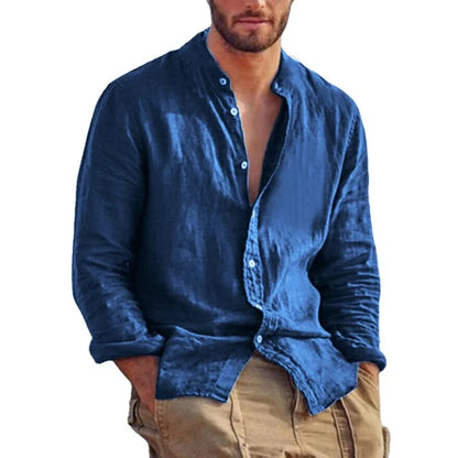 Stand-Collar Long-Sleeve Shirt