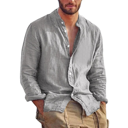 Stand-Collar Long-Sleeve Shirt