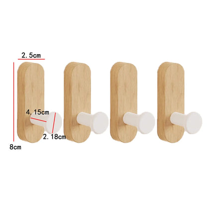 Self-Adhesive Wooden Wall Hooks
