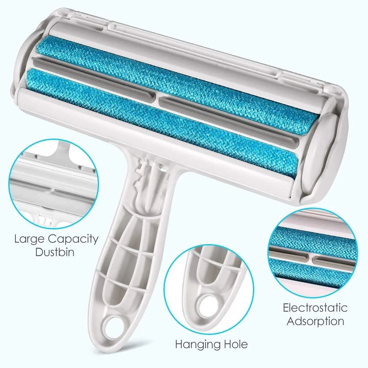 Blue reusable pet hair remover roller